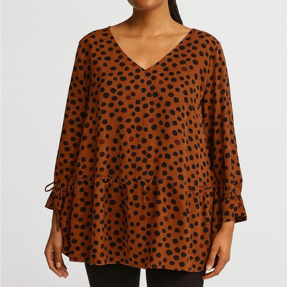 EVRI Size 2X Leopard Printed Bohemian Style Top. - Picture 1 of 7